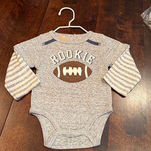 Mud Pie Gray and Blue Rookie Onesie Size 0-3 Months